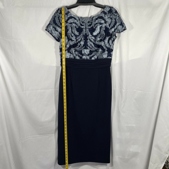 NEW JS COLLECTIONS [ 4 ] Mixed Media Soutache Midi‎ Dress In Navy - Picture 5 of 12